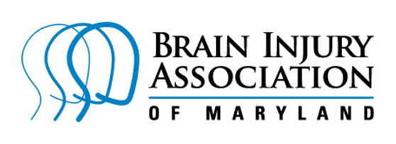 Brain Injury Association of Maryland logo featuring three overlapping blue outlines of a human head next to the organization’s name in black and blue text.