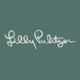 White cursive text reads "Lilly Pulitzer" on a muted green background.