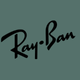 Ray-Ban logo in black cursive lettering on a muted green background.