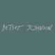 The image displays the handwritten-style logo text "BETSEY JOHNSON" in light blue on a muted teal background.