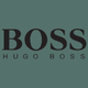 The image shows the Hugo Boss logo with the word "BOSS" in large black letters above "HUGO BOSS" in smaller black letters on a green background.