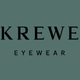 Krewe Eyewear logo with black text on a muted green background.