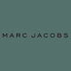 The image shows the text "MARC JACOBS" in uppercase black letters centered on a muted green background.