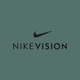 The image shows the Nike logo above the word "NIKEVISION" on a muted green background.