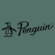 Logo featuring a simple black outline of a penguin standing beside the word "Penguin" in cursive script on a green background.