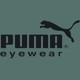 PUMA Eyewear logo with a black puma silhouette leaping over the bold text "PUMA eyewear" on a green background.